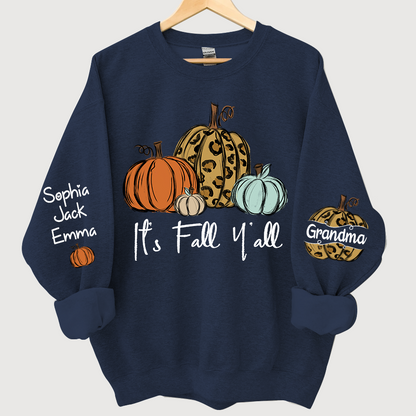 Personalized Its Fall Yall Grandma And Grandkids Pumpkin autumn CL01 Sweatshirt