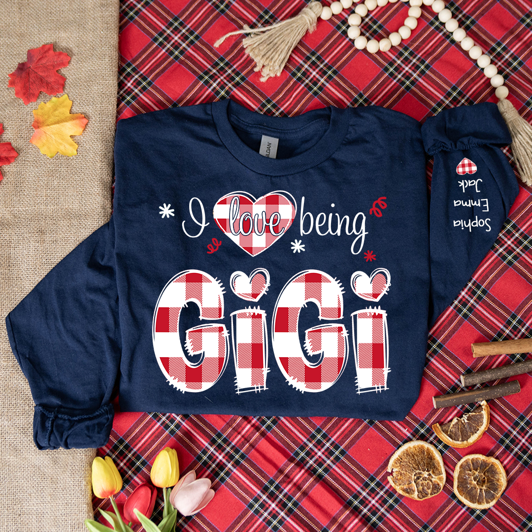 I love being Grandma Buffalo Plaid And Grandkids 2024 Longsleeve