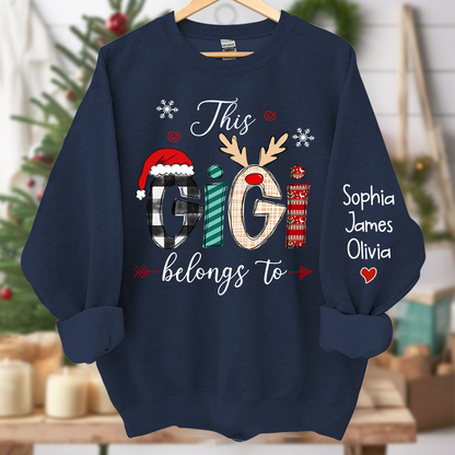 Merry Christmas This Gigi Belongs To Grandkids Sweatshirt, Merry Christmas Grandma Sweatshirt