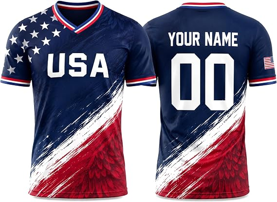 Custom USA Soccer Jersey 2026, Personalized Team Shirt for Men, Uniform with Name Number for Men Women Kids Fan Gifts