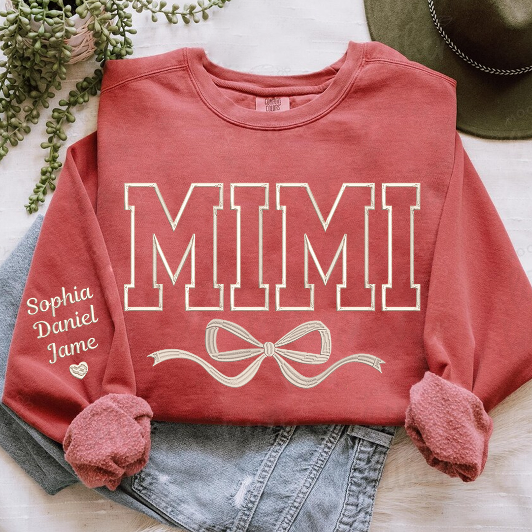 Nana And Grandkids Heart Embroidery Personalized Christmas Gift