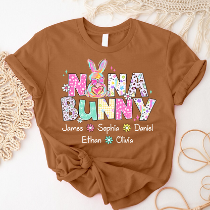 Nana Bunny Mimi Grandma Nana and Grandkids Easter Day T-shirt