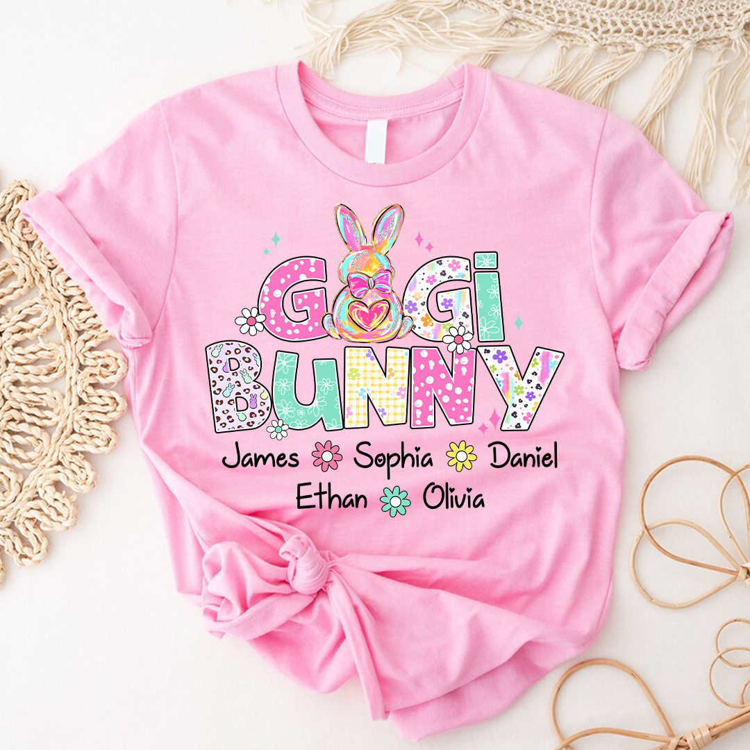 Nana Bunny Nana and Grandkids Easter Day T-shirt