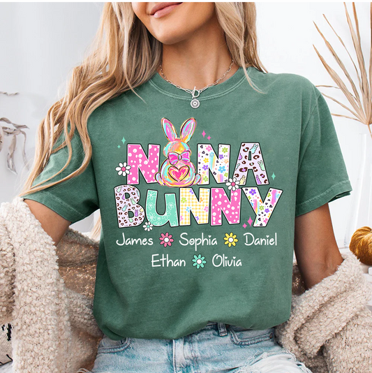 Nana Bunny Nana and Grandkids Easter Day T-shirt