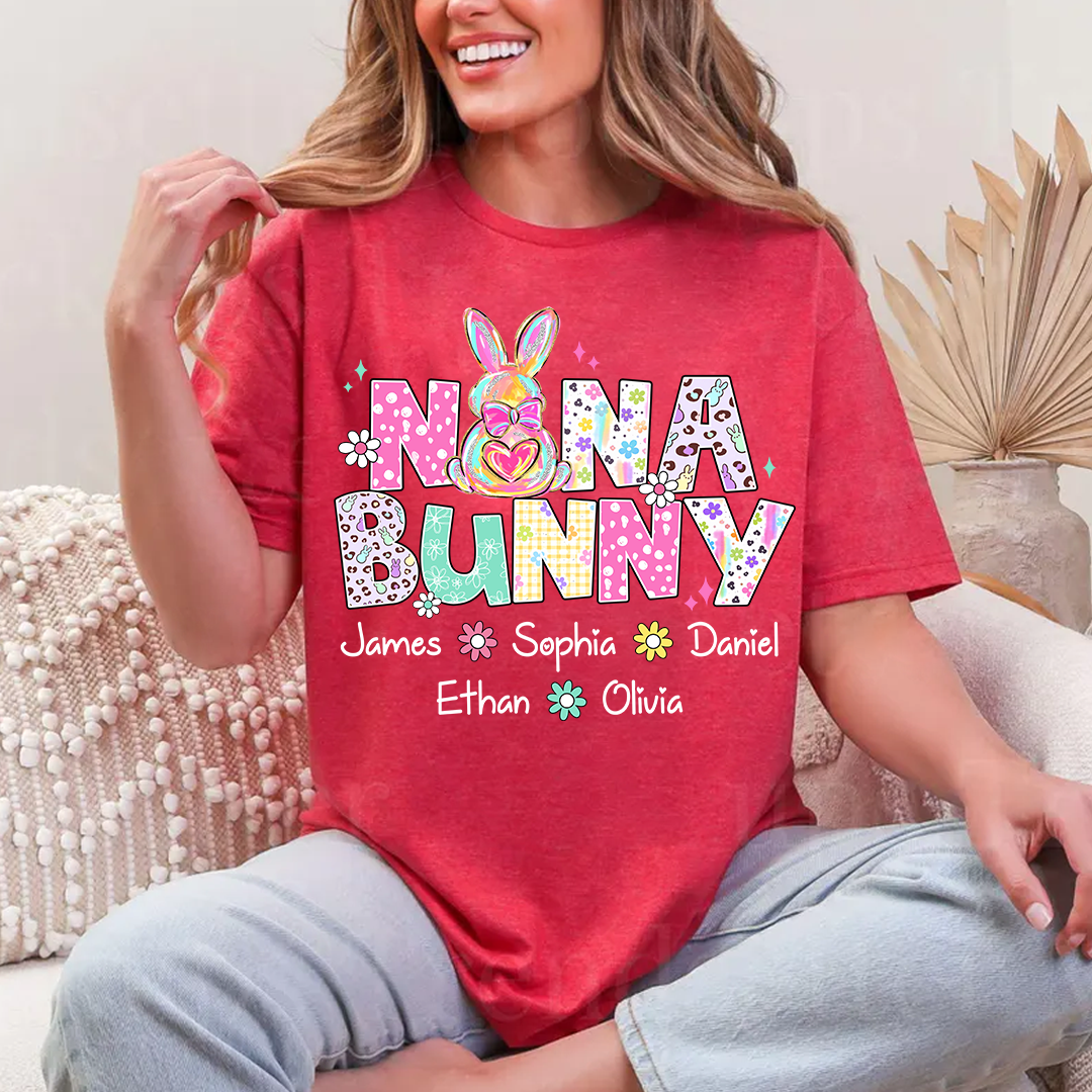 Nana Bunny Mimi Grandma Nana and Grandkids Easter Day T-shirt