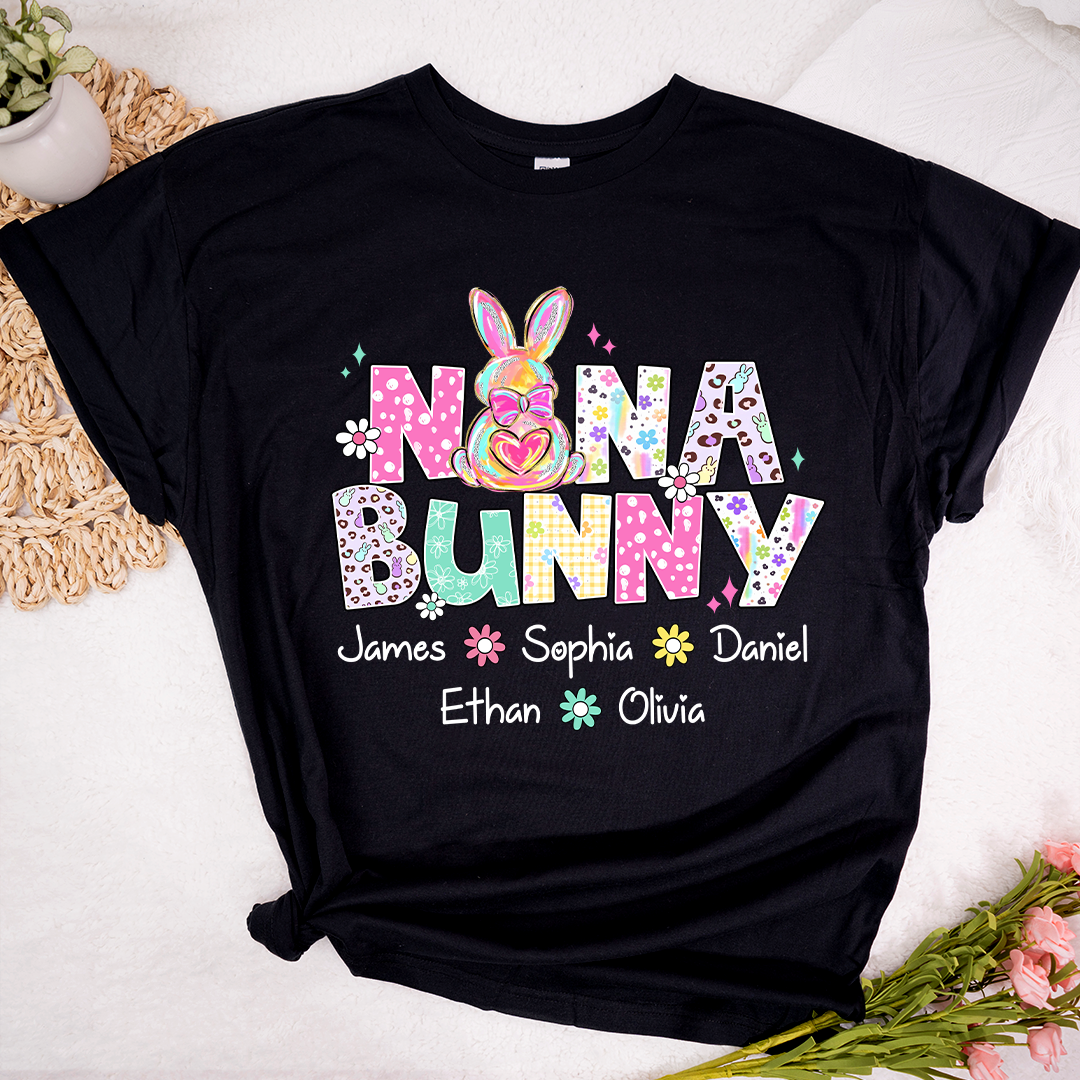 Nana Bunny Nana and Grandkids Easter Day T-shirt