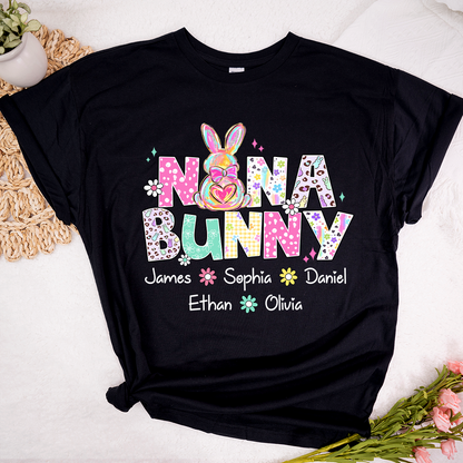 Nana Bunny Nana and Grandkids Easter Day T-shirt