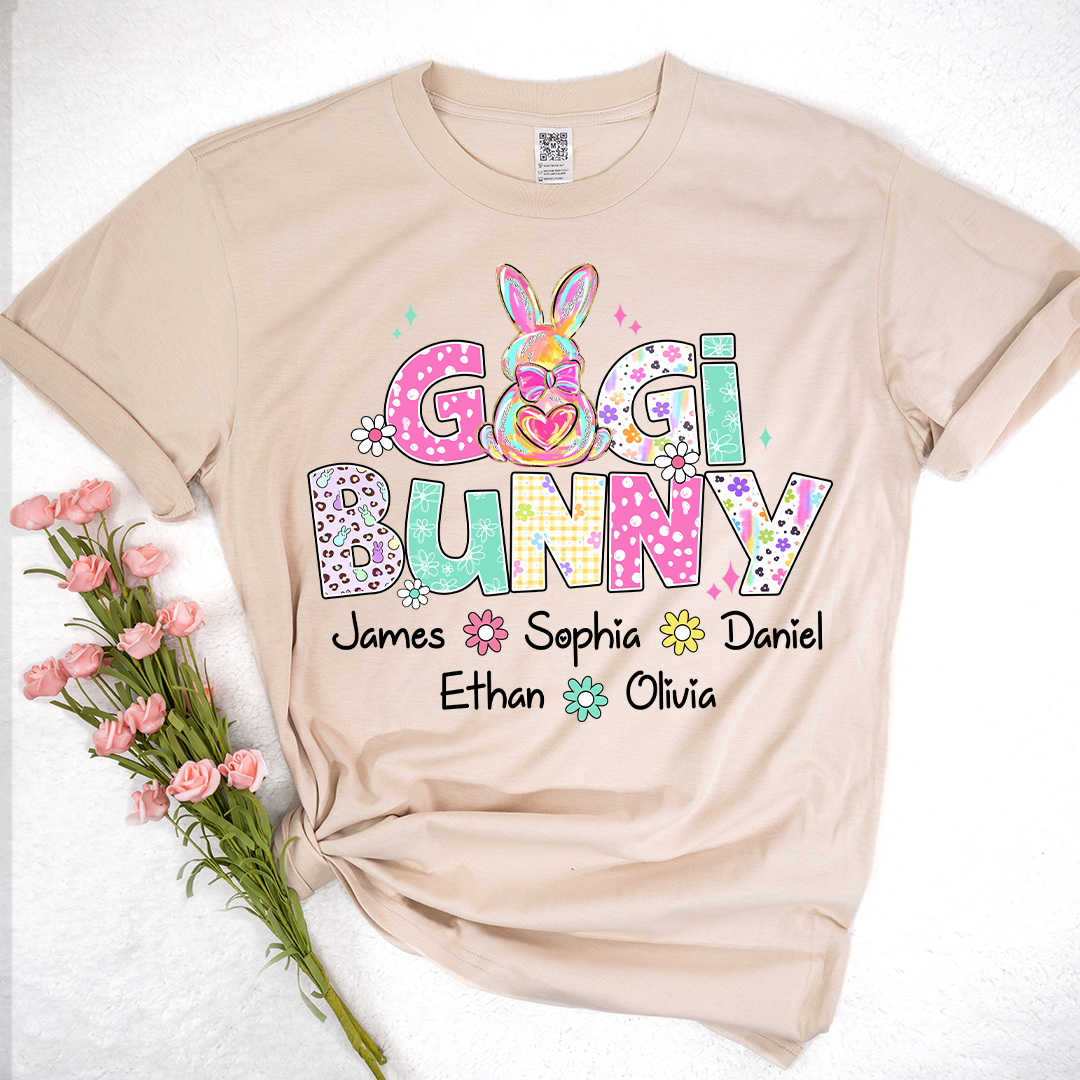 Nana Bunny Mimi Grandma Nana and Grandkids Easter Day T-shirt