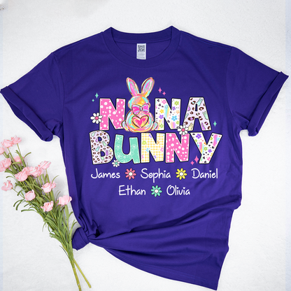 Nana Bunny Nana and Grandkids Easter Day T-shirt
