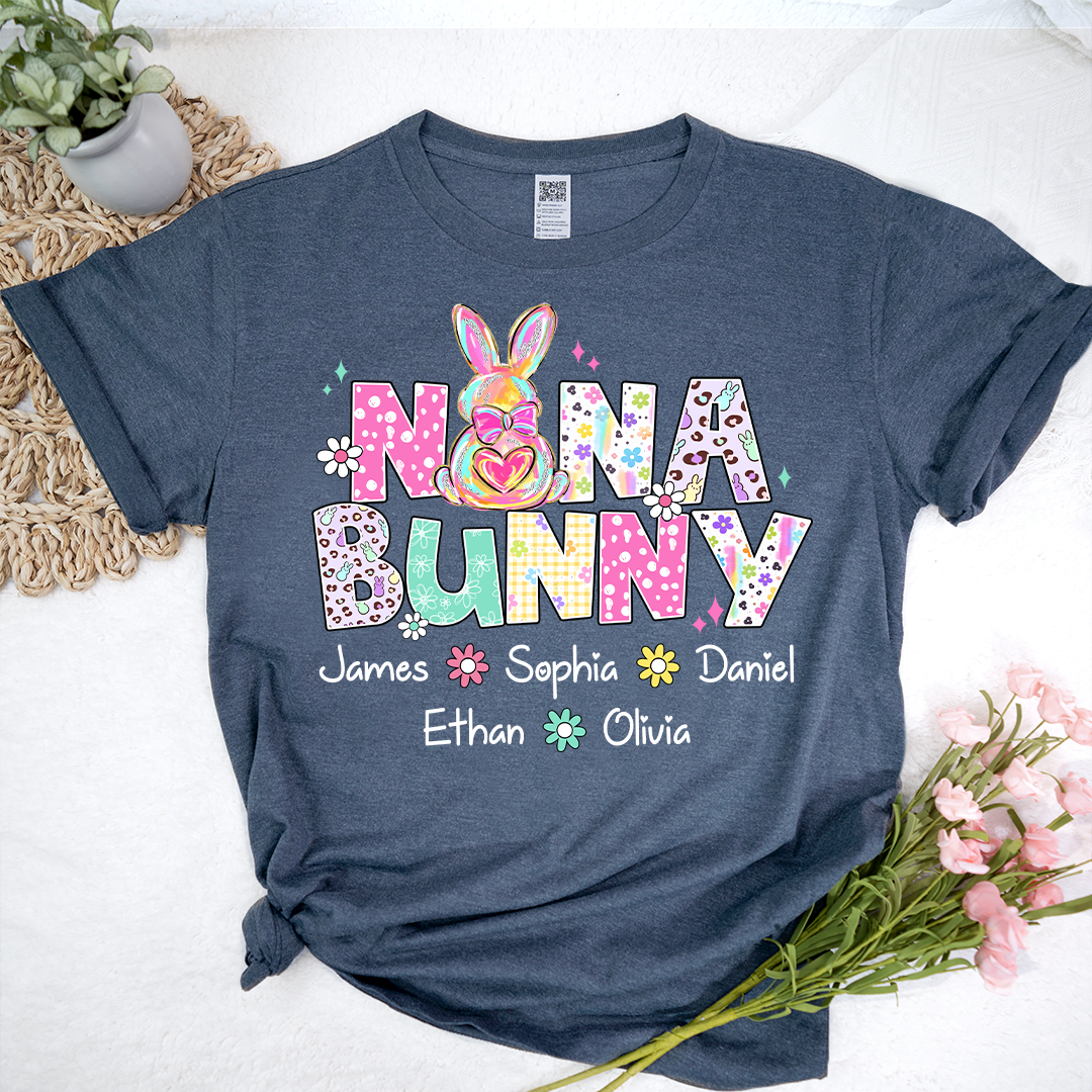 Nana Bunny Nana and Grandkids Easter Day T-shirt
