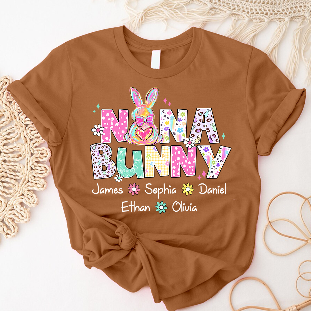 Nana Bunny Nana and Grandkids Easter Day T-shirt