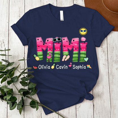 Custom Mimi Watermelon Summer Shirt, Personalized Nickname And Grandkids T-Shirt