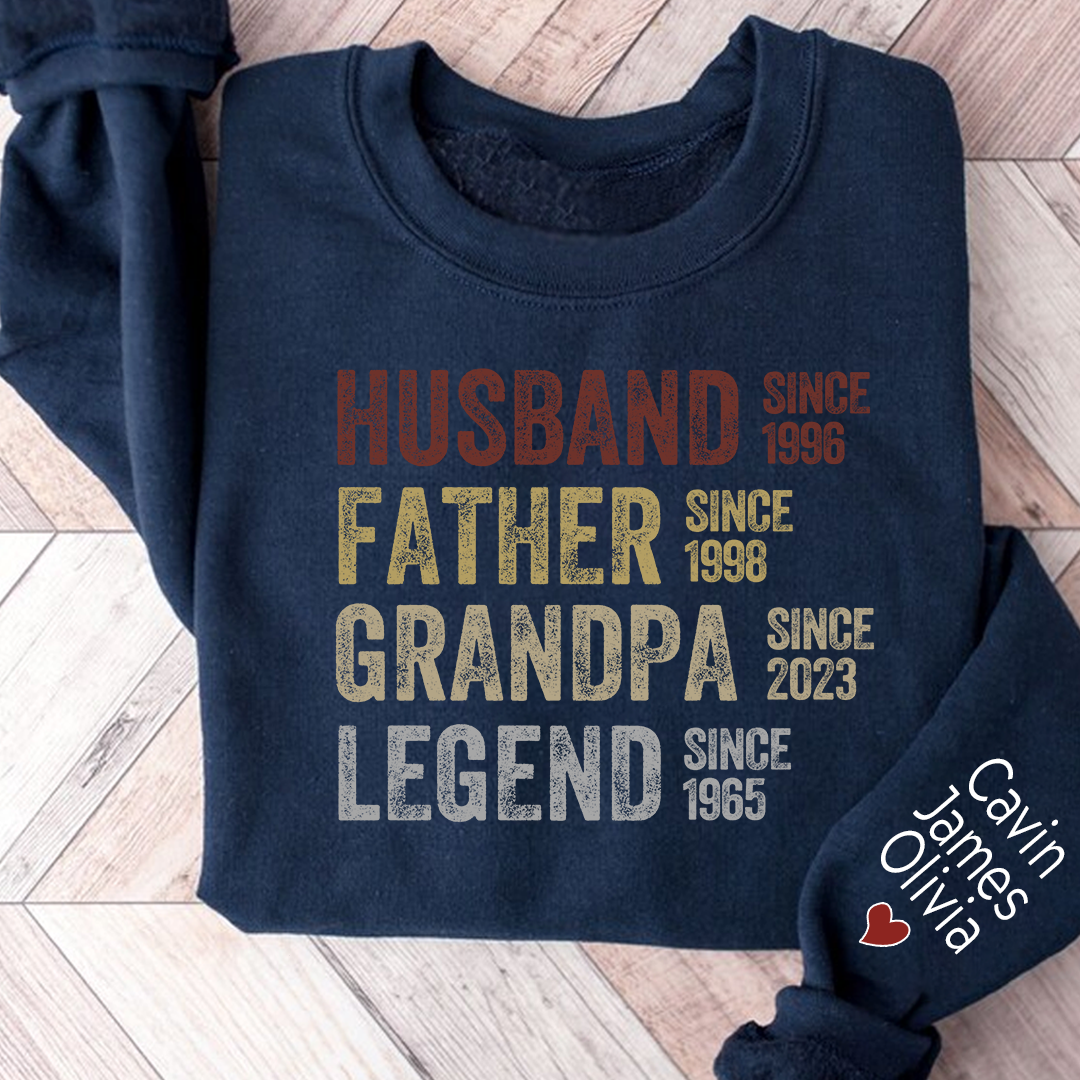 Personalized Dad Grandpa Husband Father Grandpa Legend 2023 And Custom Name Kids Sweatshirt