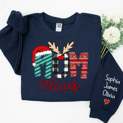 Merry Christmas 2023 Mom Claus Sweatshirt, Custom Mom , Mama and Kids Sweatshirt