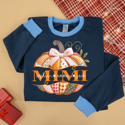 Mimi Pumpkin with Grandkids Names – Fall Gift for Grandma Sweatshirt Mix
