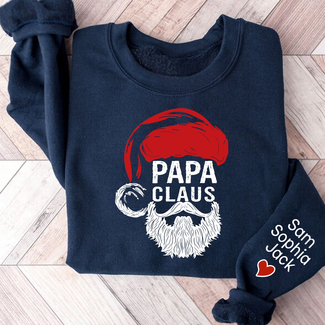 Christmas Papa Claus 2023 Gift Custom Name Kids Sweatshirt