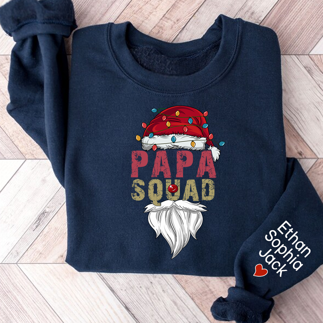 Papa Squad Christmas 2023 Gift Custom Name Kids Sweatshirt