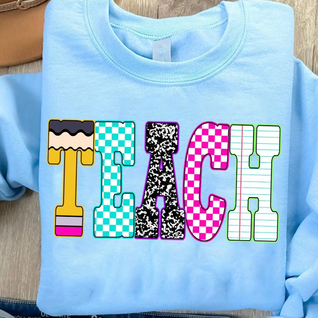 Neon Checkered TEACH, Teacher Back to School Shirt
