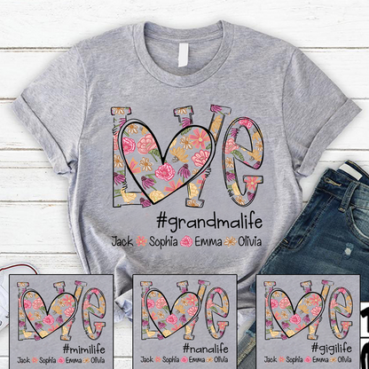 Love Flower Color Grandma Life With Kids, Mother's Day Gift TH T-Shirt