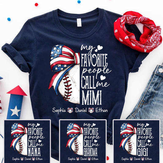 Personalized Mimi Baseball Shirt, My Favorite People Call Me Mimi T Shirt, Custom Grandma Baseball Gift with Kids Names