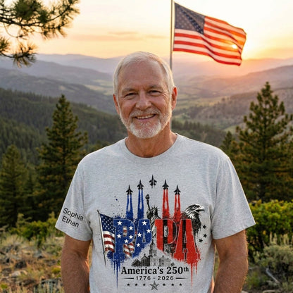 Patriotic Grandpa USA 250th Anniversary - Personalized Shirt - Father's Day Gift For Dad, Grandpa, Husband