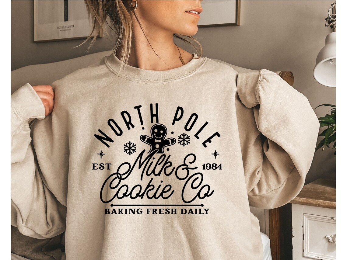 North Pole Milk and Cookie Co, Christmas Sweatshirt, Baking Christmas Sweater
