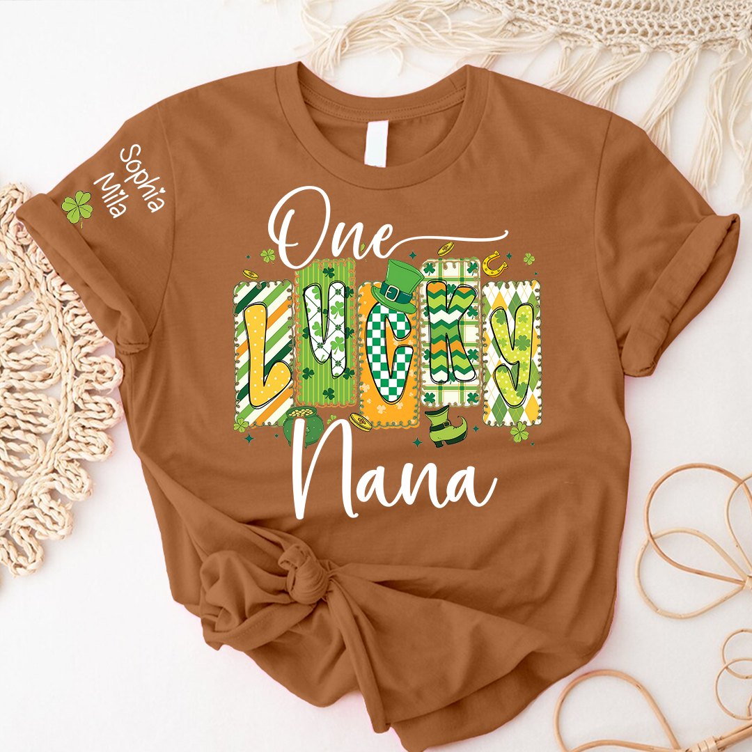 One Lucky Nana Personalized Nana Grandma and Grandkids T-shirt