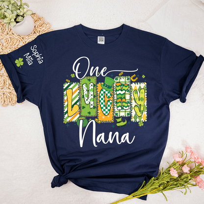 One Lucky Nana Personalized Nana Grandma and Grandkids T-shirt