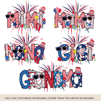 Patriotic Doodle 4th Of July Personalized Mimi And Grandkid Personalized Independence Day Shirt