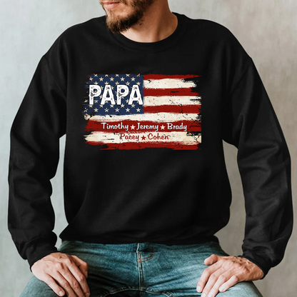 Personalized Papa Holiday Flag with Grandkids – Unique Christmas Gift for Papa, Custom Family Name Flag