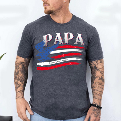 Personalized Papa and Grandkids with American Flag Eagle, American Flag, USA 250th Anniversary