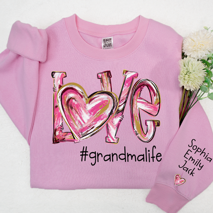 Love grandmalife pink color Christmas And Grandkids Sweatshirt