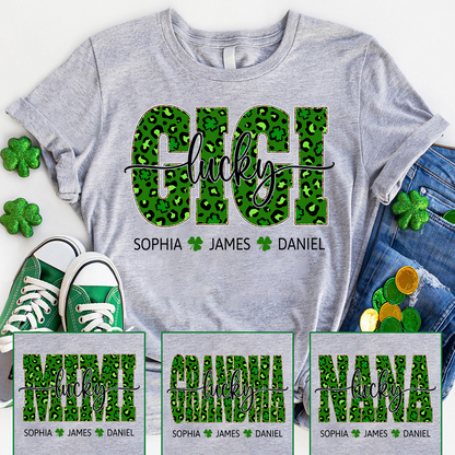 Lucky Gigi Shirt St Patrick’s Day, Personalized Gigi Shamrock Name Shirt