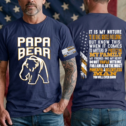 Papa Bear, Personalized Grandpa Papa Dad and Family Name Fathers Day Gift T-Shirt
