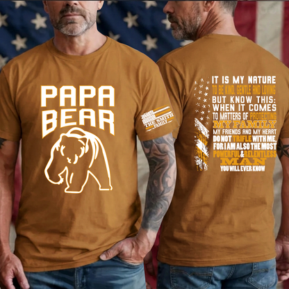 Papa Bear, Personalized Grandpa Papa Dad and Family Name Fathers Day Gift T-Shirt