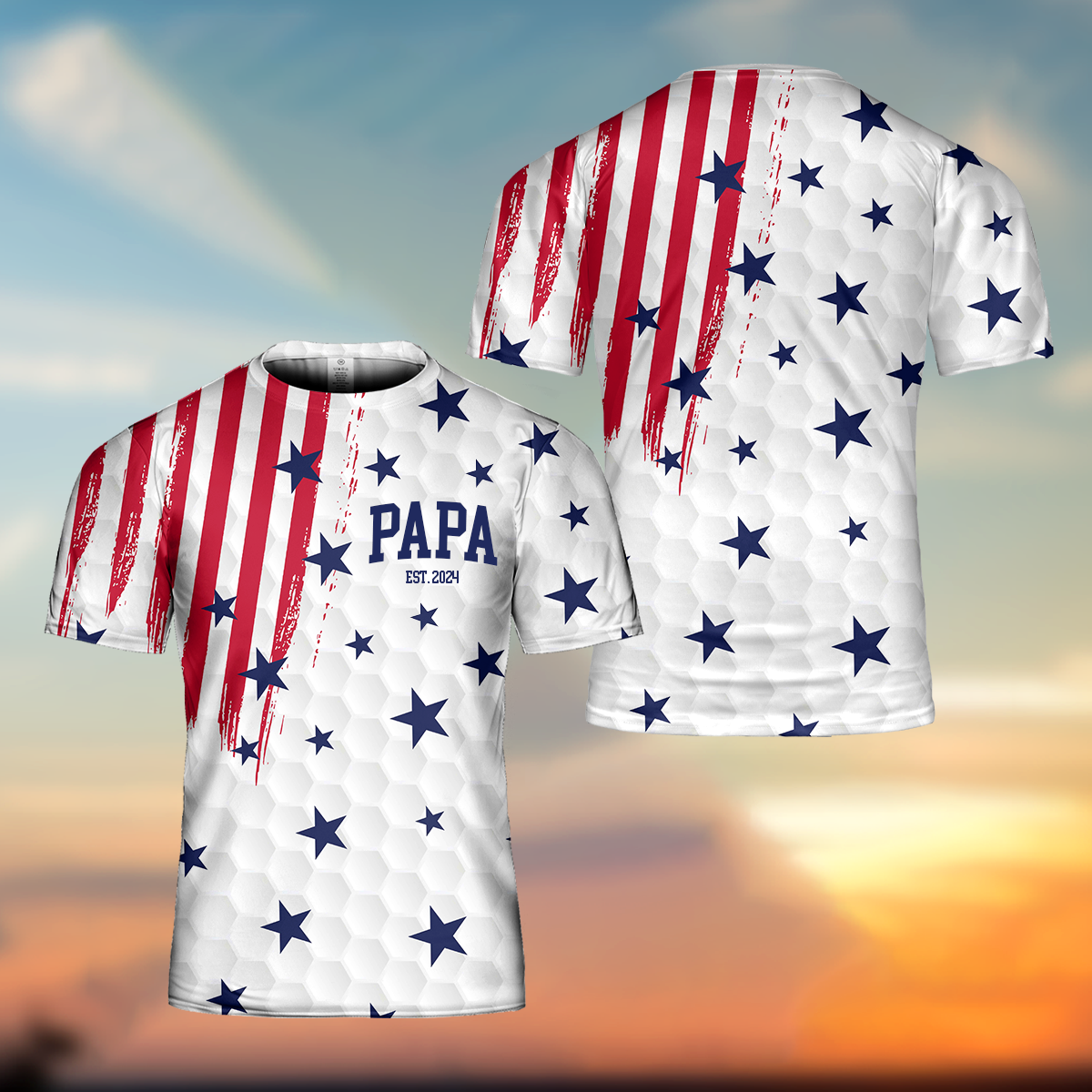 3D All Over Print American Flag Papa Est, Father's Day 2024 3D Tshirt