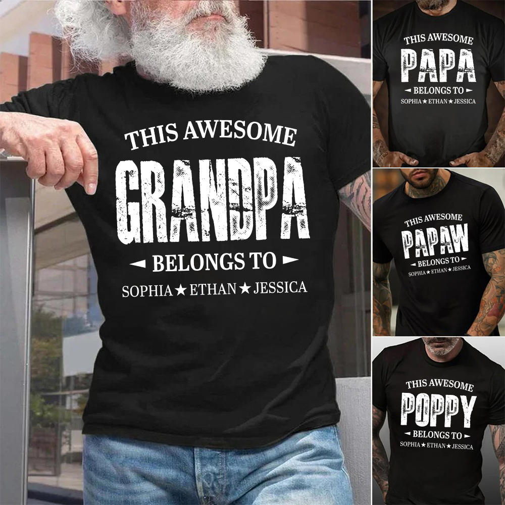 Personalized Grandpa Shirt This Awesome Grandpa Belongs To with Custom Names, Proud Family T Shirt