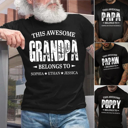 Personalized Grandpa Shirt This Awesome Grandpa Belongs To with Custom Names, Proud Family T Shirt