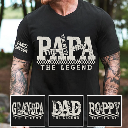 Papa The Man The Myth The Legend, Custom Papa And Grandkids Name, Family, Father's Day T-Shirt