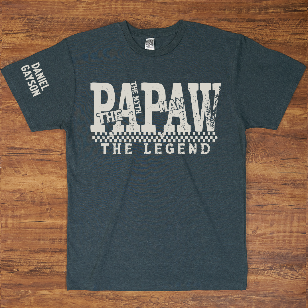 Papa The Man The Myth The Legend, Custom Papa And Grandkids Name, Family, Father's Day T-Shirt
