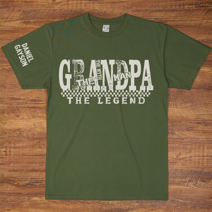 Papa The Man The Myth The Legend, Custom Papa And Grandkids Name, Family, Father's Day T-Shirt