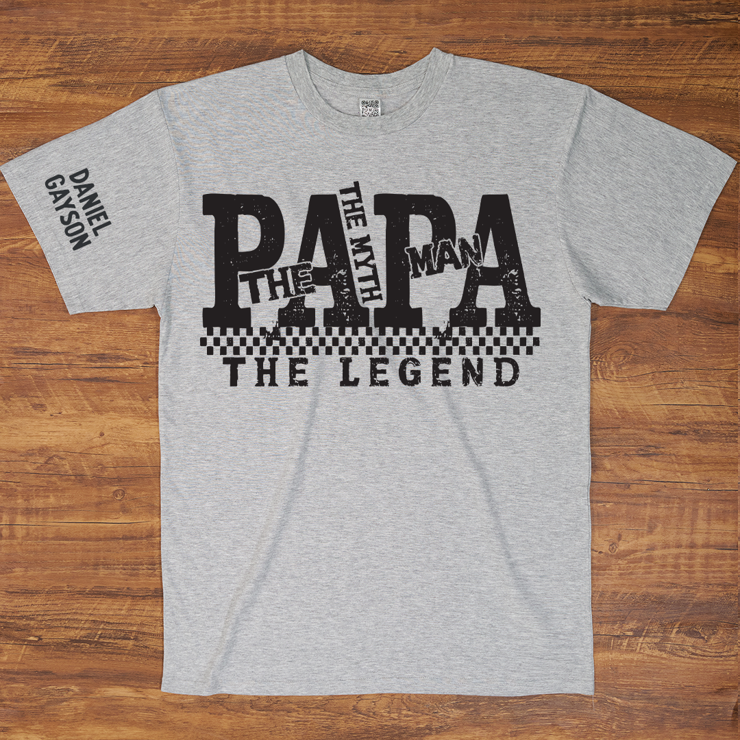 Papa The Man The Myth The Legend, Custom Papa And Grandkids Name, Family, Father's Day T-Shirt