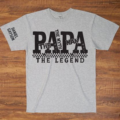 Papa The Man The Myth The Legend, Custom Papa And Grandkids Name, Family, Father's Day T-Shirt
