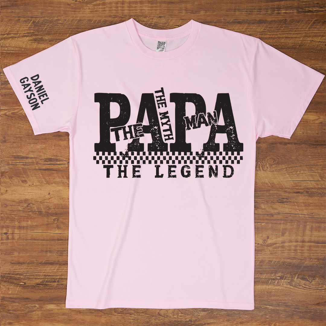 Papa The Man The Myth The Legend, Custom Papa And Grandkids Name, Family, Father's Day T-Shirt