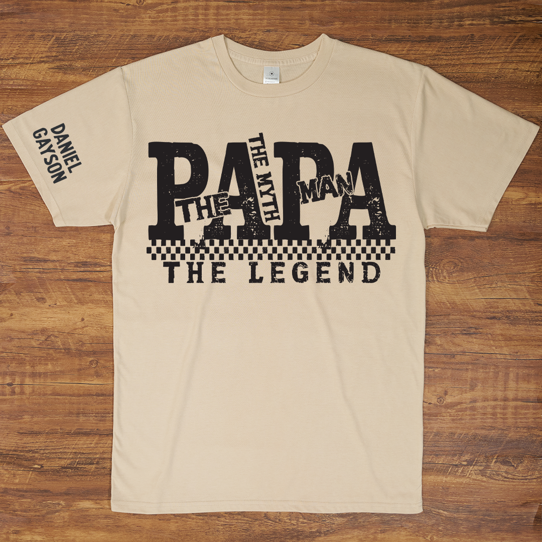 Papa The Man The Myth The Legend, Custom Papa And Grandkids Name, Family, Father's Day T-Shirt