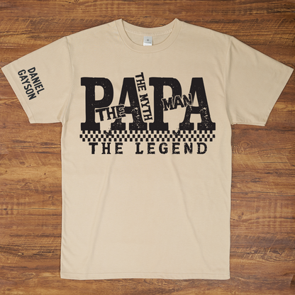 Papa The Man The Myth The Legend, Custom Papa And Grandkids Name, Family, Father's Day T-Shirt