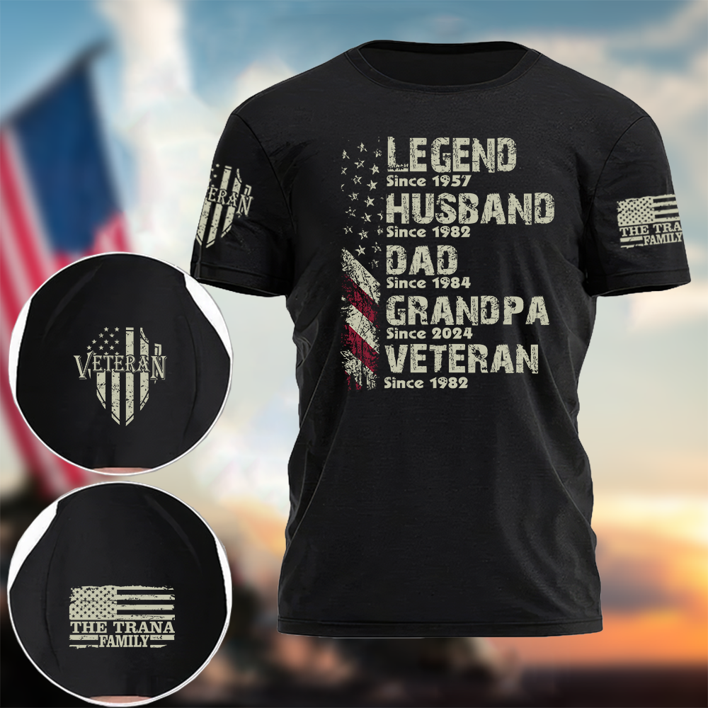 Personalized Legend Veteran Husband Dad Grandpa Since T-Shirt