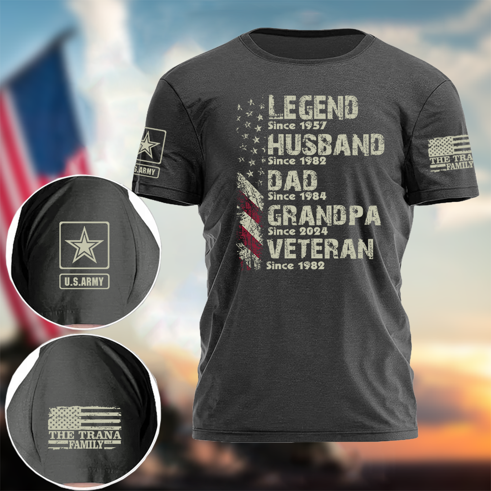 Personalized Legend Veteran Husband Dad Papa T-Shirt