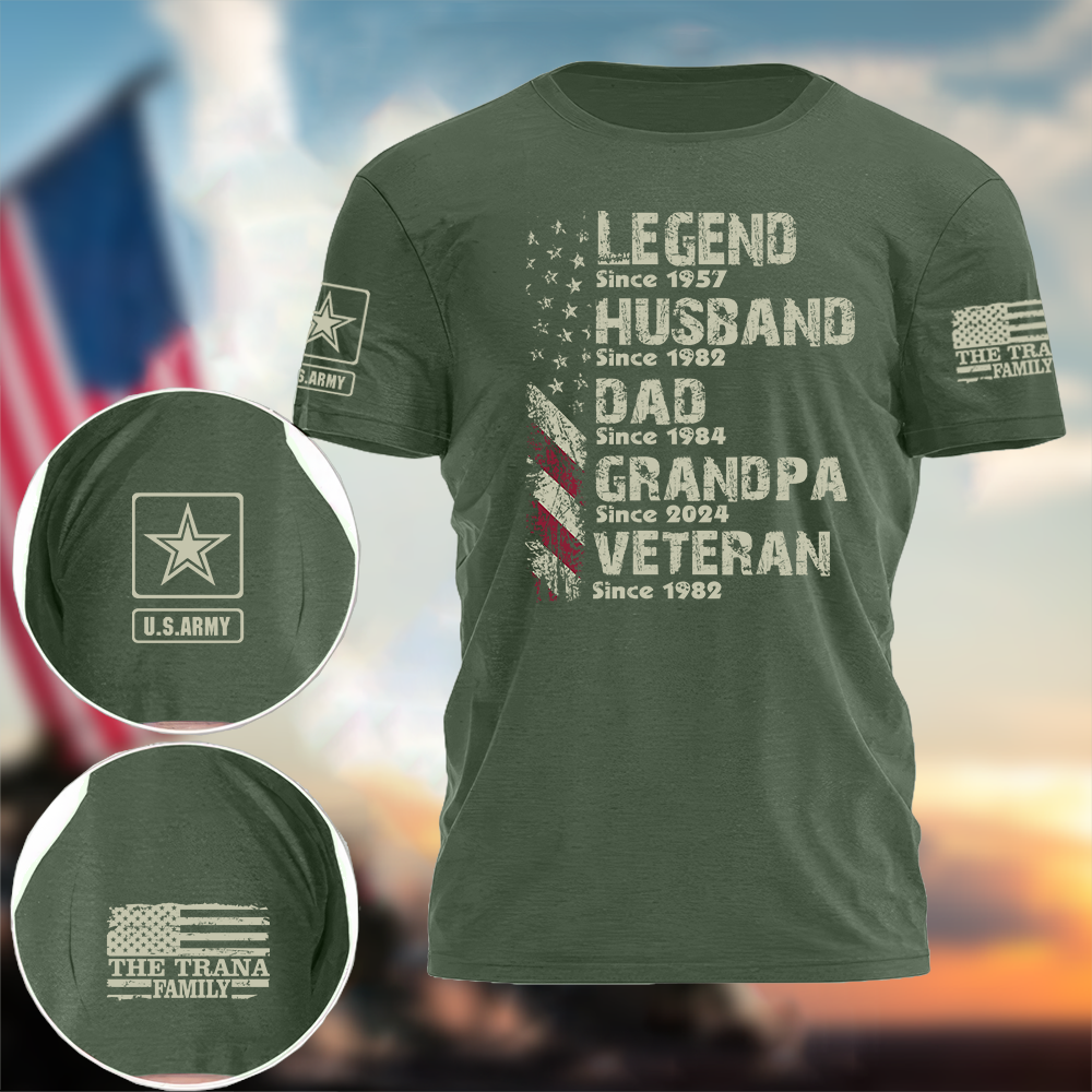 Personalized Legend Veteran Husband Dad Papa T-Shirt