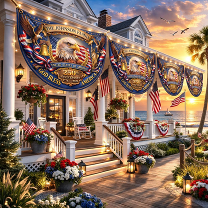 Patriotic American Flag Custom House Gift for Veteri, 250 Anniversary USA Garden Flag